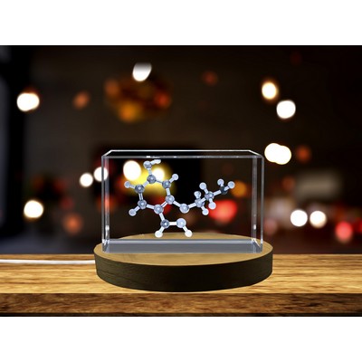 Serotonin Molecule 3D Crystal Trophy w/LED Base - Mood Regulator Sculpture