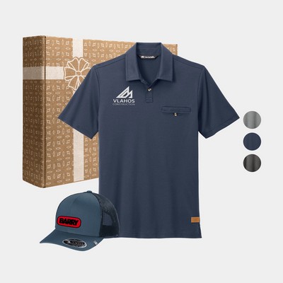OGIO® Placket Polo T-Shirt & Trucker Mesh Cap Gift Box Set