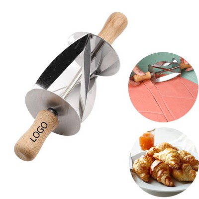 Stainless Steel Croissant Roller Dough Cutters w/Wooden Handle