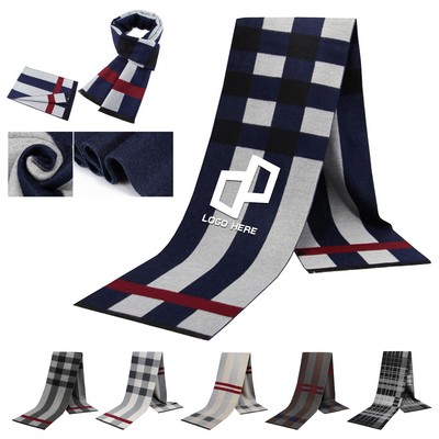 Plaid Knitted Scarf For Men