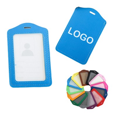 PU Leather Vertical ID Badge Holder