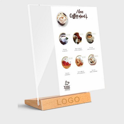 6''x8.3''H Clear Acrylic Sign Wooden Base Holder