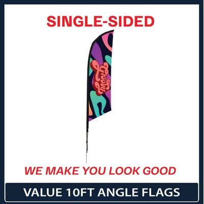 Value 10' Angle Flag - Single Sided w/Spike Base and Carry Bag