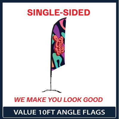 Value 10' Angle Flag - Single Sided Graphic Black X Base