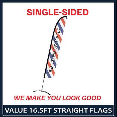 Value 16.5' Straight Flag - Single Sided Graphic Black X Base
