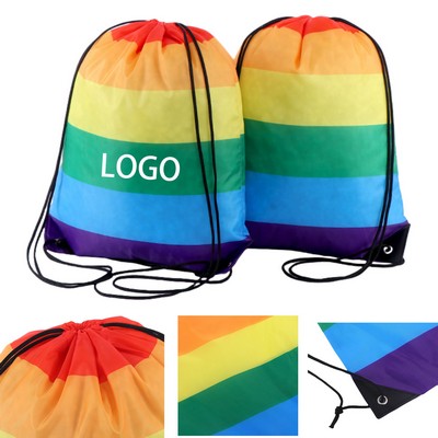 Rainbow Drawstring Backpack Bag