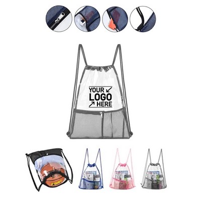 Clear Waterproof Coliseum Stadium Drawstring Backpack