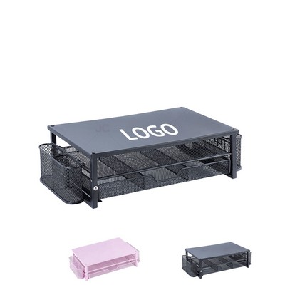Desk Monitor Riser w/Ventilation Drawer & Side Storage
