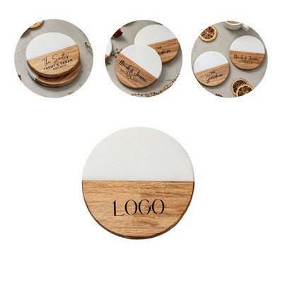 Acacia Wood Marble Tea Coaster