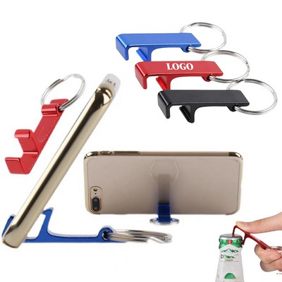 Aluminum Bottle Opener Keychain Phone Stand