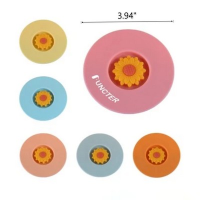 Sunflower Silicone Drink Cup Lid Cover 3.94"