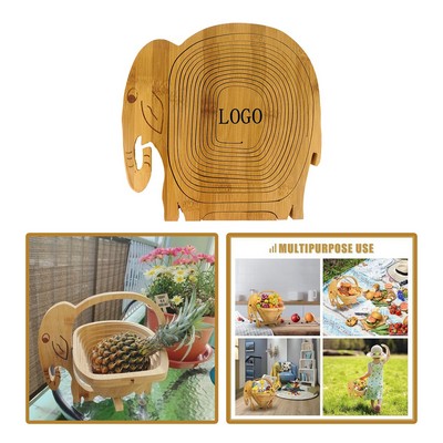 Eco-Friendly Foldable Bamboo Elephant-Shaped Fruit Basket