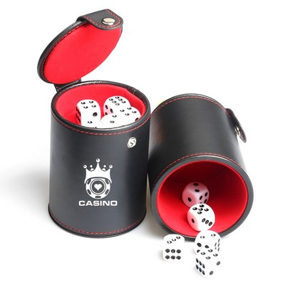 PU Leather Dice Cup with 5 Dice