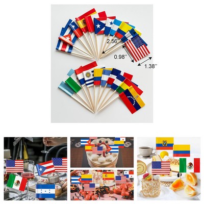 Wooden Country Flag Picks