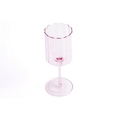 Jeanne Fitz Jeanne Fitz Scalloped Rim Fluted Wine Glass, Set Of 4, 12 Oz. - Blush