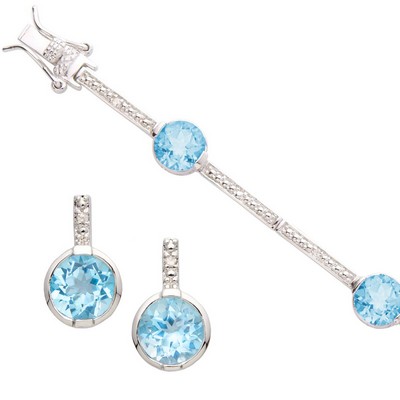 Jilco Inc Blue Topaz Bracelet & Earring Set
