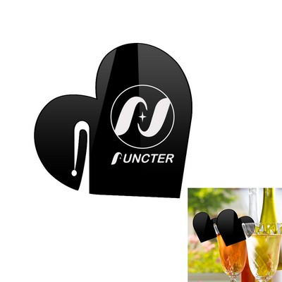 Heart Shape Acrylic Drink Marker Wine Glass Recognizer Name Marker