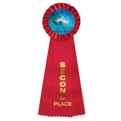 Rosette Red 2nd Place 3 Streamer Ribbon
