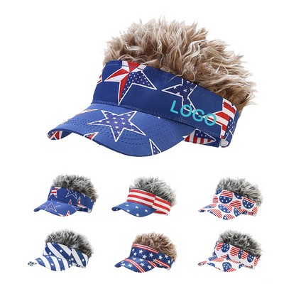 Sun Visor Hat with Wig Hair
