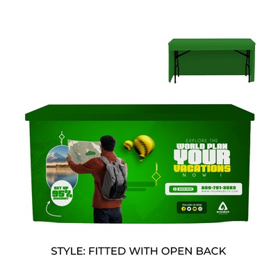 4' RPET Table Cover FITTED w/ OPEN BACK