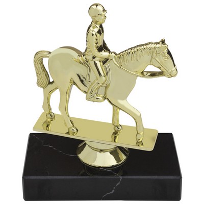 6 1/4" Equestrian Horse Animal Gold Trophy on Black Marble Base