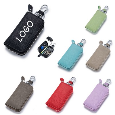 Leather Zipper Car Key Holder Bag