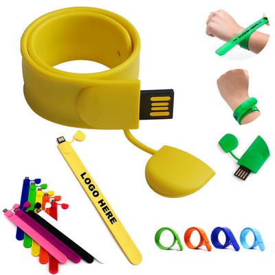 Flexible Silicone Wristband Memory Stick Slap Bracelet USB Flash Drive for Students Events