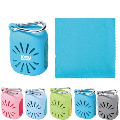 Microfiber Sports Cooling Towel w/ Silicone Case