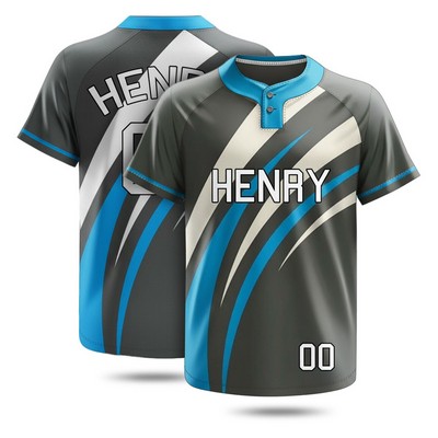 Unisex Sublimated Upf Drifit 2-Button Baseball Henley