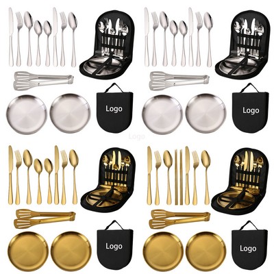 Luxury Stainless Steel Flatware Set w/Case