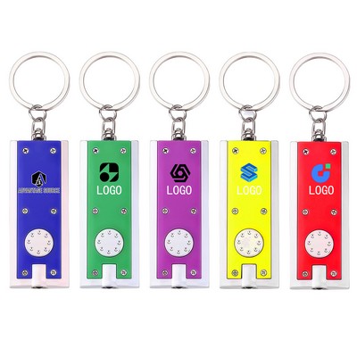Slim Square LED Flashlight with Swivel Keychain