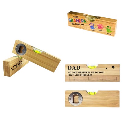 Multifunctional Bamboo Wooden Spirit Level W/ Bottle Opener