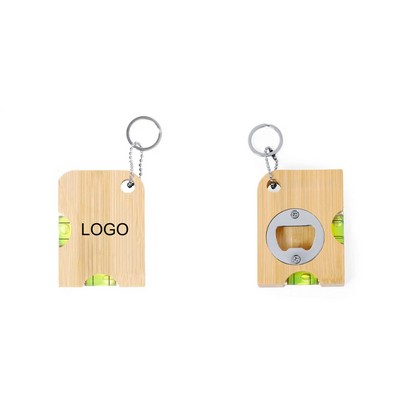 Wooden keychain/ Bamboo Wooden Spirit Level W/ Bottle Opener