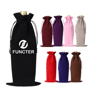 Flannelette Wine Bag With Drawstring