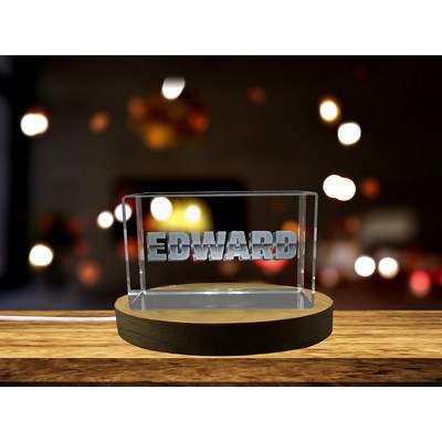 Edward 3D Engraved Crystal Trophy w/LED Base Light