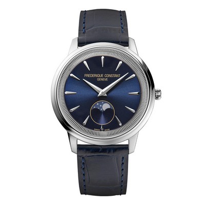 Frederique Constant Men's Moneta Moonphase Watch Navy Dial