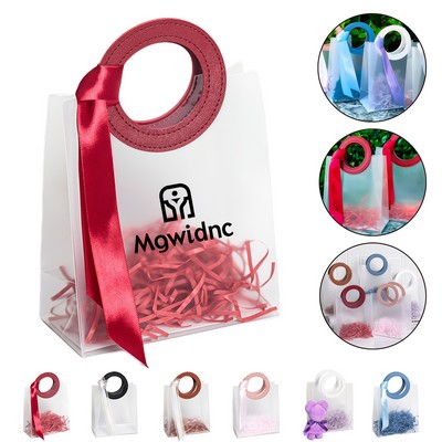 Medium Frosted Clear Plastic Handbag for Birthday Wedding Candy Favors Kids School Gifts