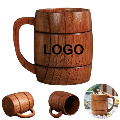 12oz Retro Wooden Beer Mug with Handle