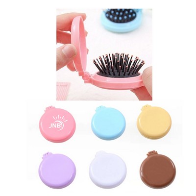 Folding Travel Hair Comb with Mirror