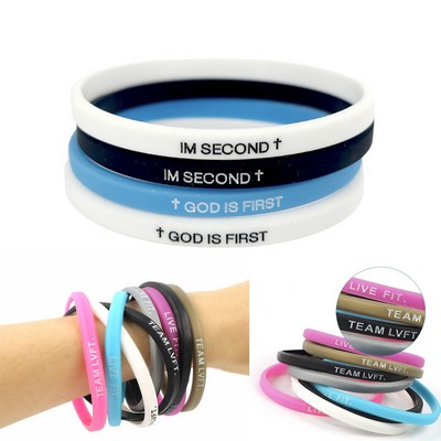 Debossed Silicone Sports Wristband 1/4" Width