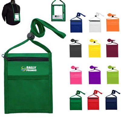 Oxford Badge Card Holder Neck Wallet with Adjustable Lanyard