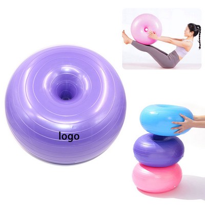 20"D Anti-Burst Donut Yoga Ball - Extra Thick Fitness Balance Ball for Core Training & Pilates