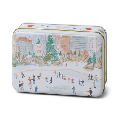 Holiday Tin 5 Oz Matte Illustrated Tin With Ice Skating Scene - Mistletoe &