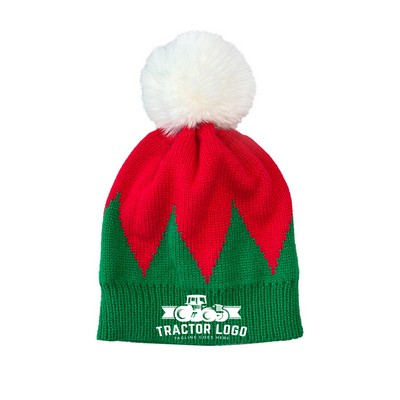 Adult Knitted Big Pompom Christmas Hat