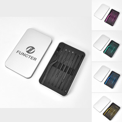 Stainless Steel Portable Ear Scoop Set of 8 (Metal Organizer Model)