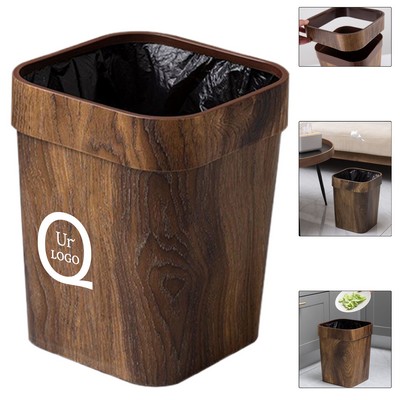 16L Wood Grain Trash Can