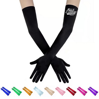 Woman Long Satin Opera Gloves