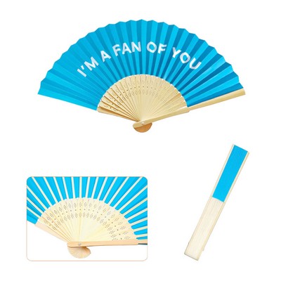 Paper Folding Fan With Bamboo Frames