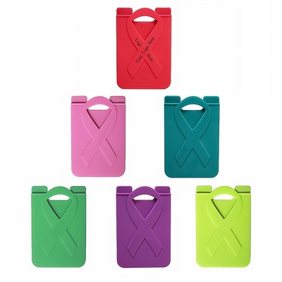 Breast Cancer Awareness Silicone Ribbon Wallet Anti Loss Adhesive and PMS Color Matching