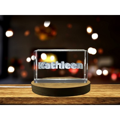 Kathleen Personalized 3D Engraved Crystal Trophy Award w/LED Base